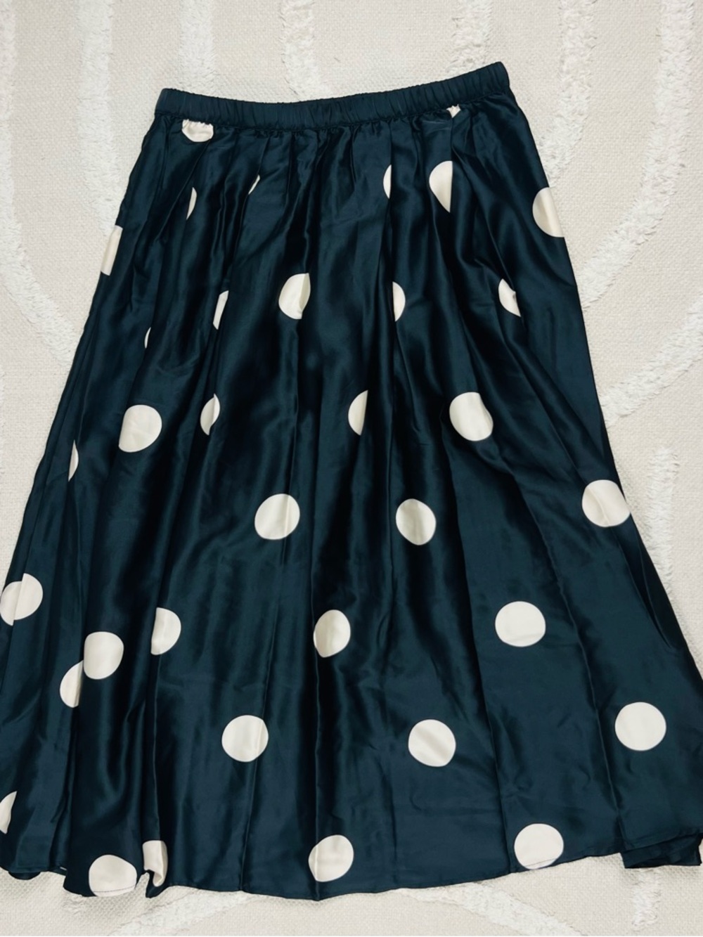 Adrianna Papell Polka Dot Satin Midi Skirt – Black & White – Size Small